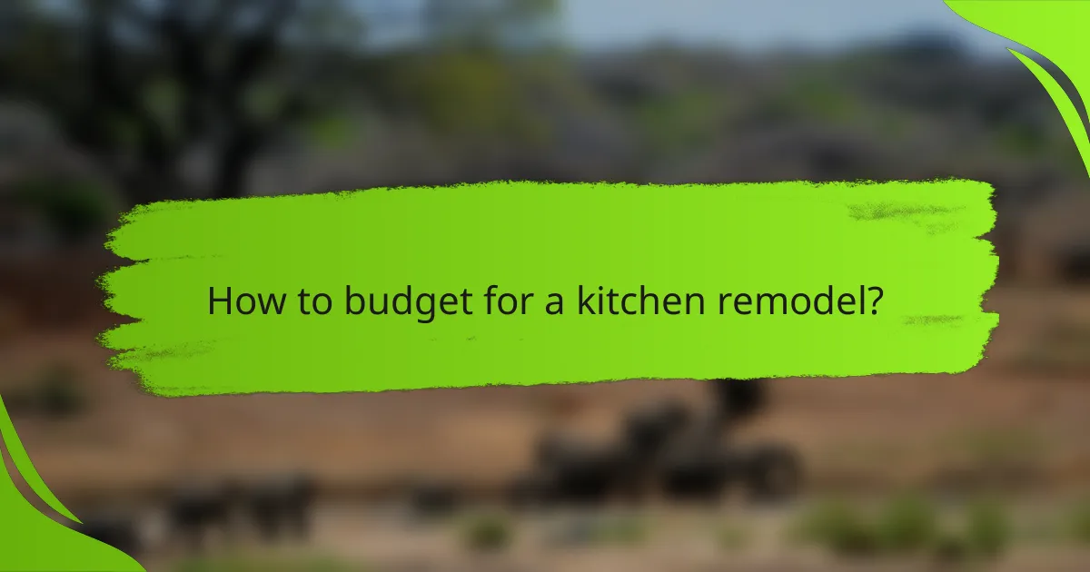 How to budget for a kitchen remodel?